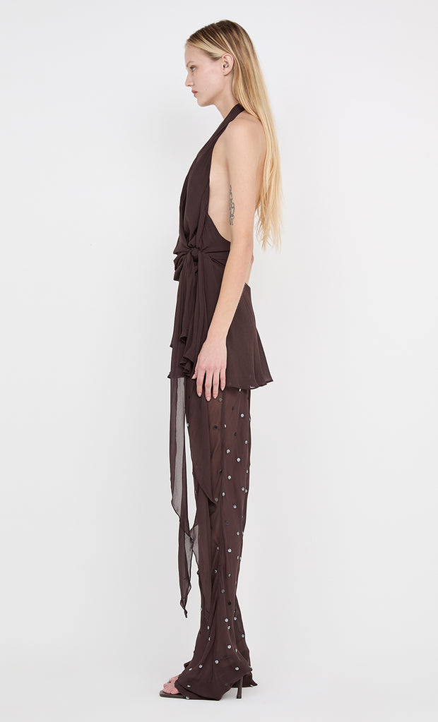 ARIELLE PANT - DARK CHOC SEQUIN