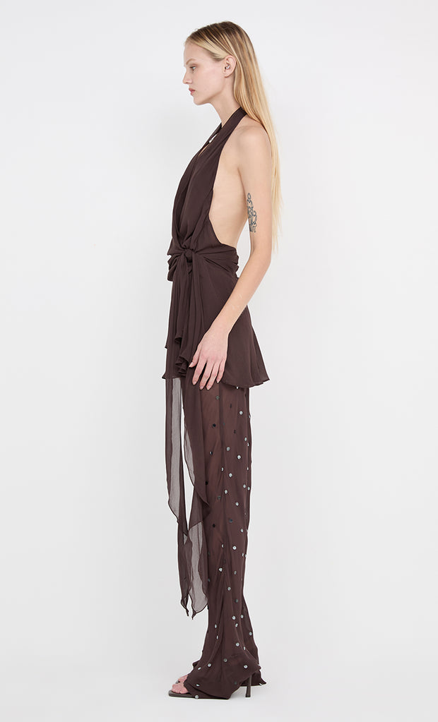 ARIELLE PANT - DARK CHOC SEQUIN