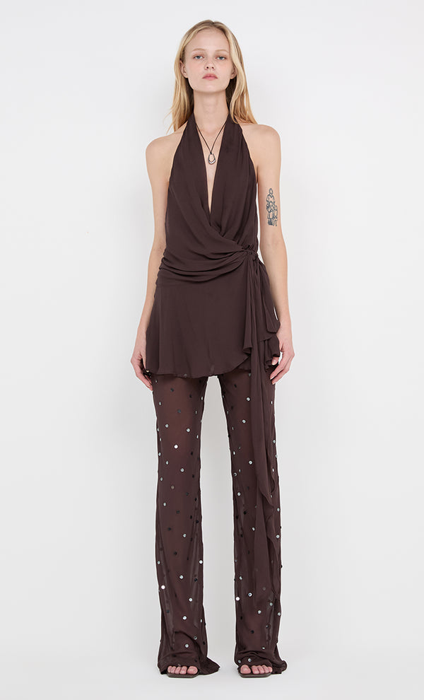 ARIELLE PANT - DARK CHOC SEQUIN