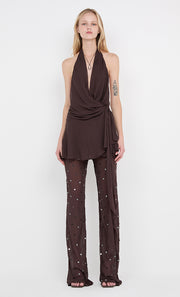 ARIELLE PANT - DARK CHOC SEQUIN
