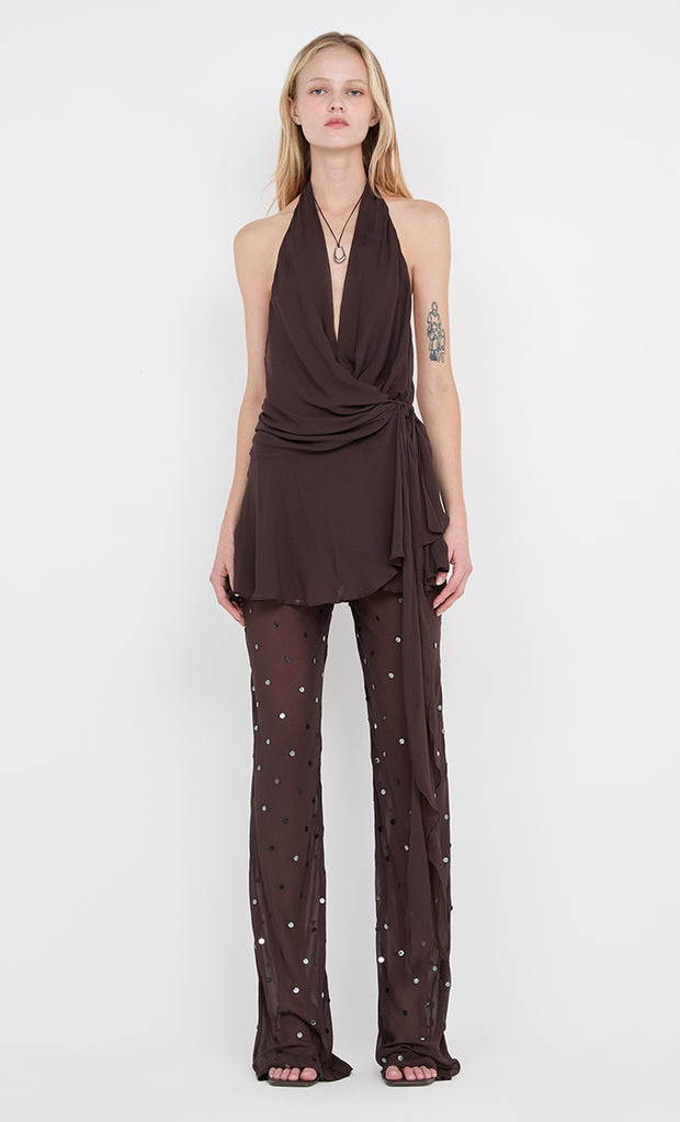 ARIELLE PANT - DARK CHOC SEQUIN