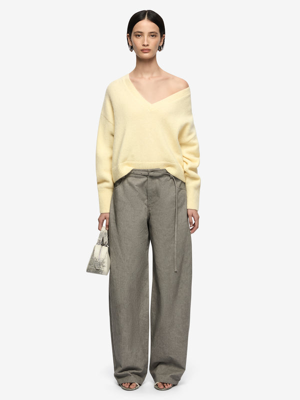 CAMPBELL V CROPPED JUMPER - BUTTER