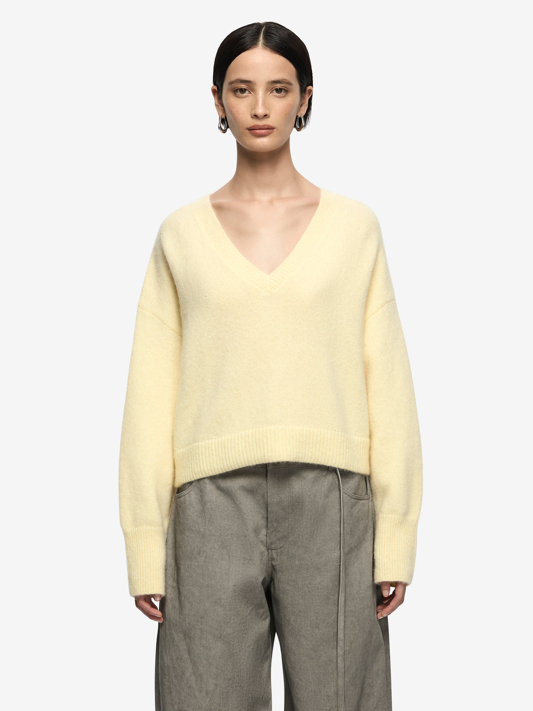 CAMPBELL V CROPPED JUMPER - BUTTER
