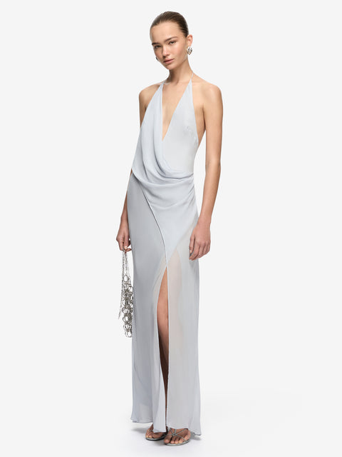 SABRINA DRAPE MAXI DRESS - BLUE SMOKE