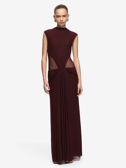 ODEA GATHERED MAXI DRESS - PLUM