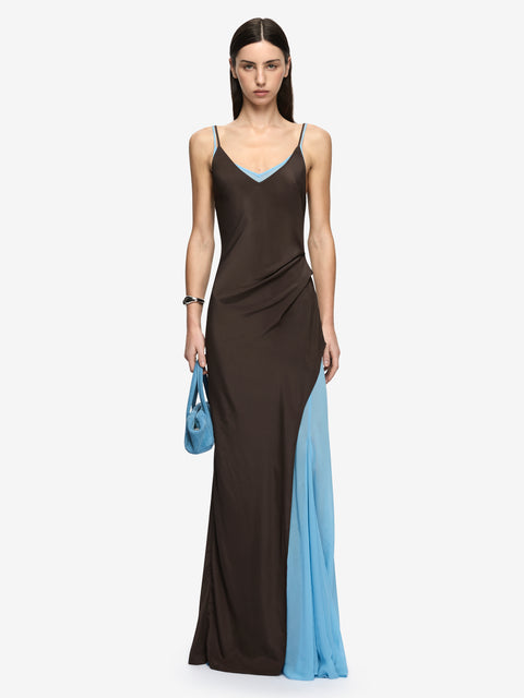 CLIO LAYERED MAXI DRESS - BITTER CHOC/AZURE BLUE