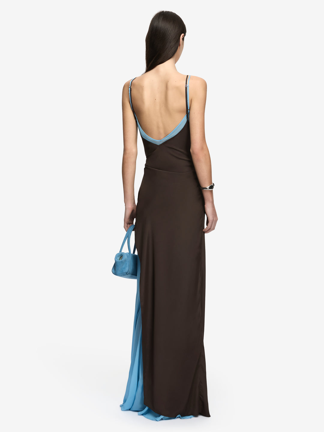 CLIO LAYERED MAXI DRESS - BITTER CHOC/AZURE BLUE