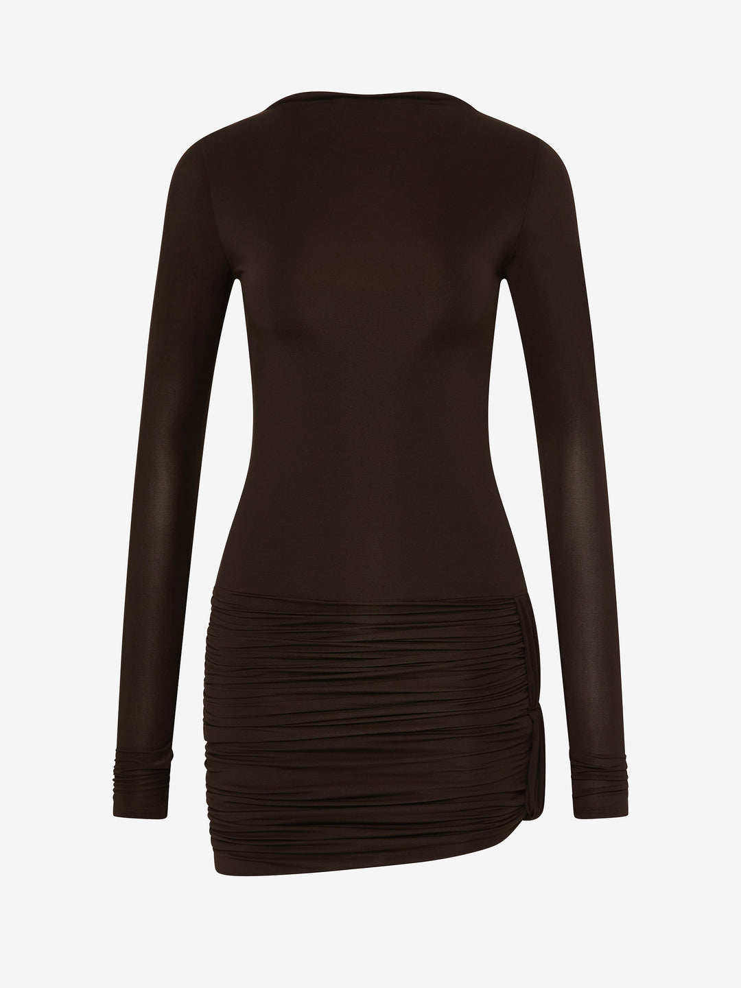 ANDREA LONG SLEEVE MINI DRESS  - DARK CHOCOLATE