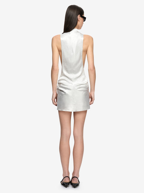 JUNA HIGH NECK MINI DRESS - SILVER