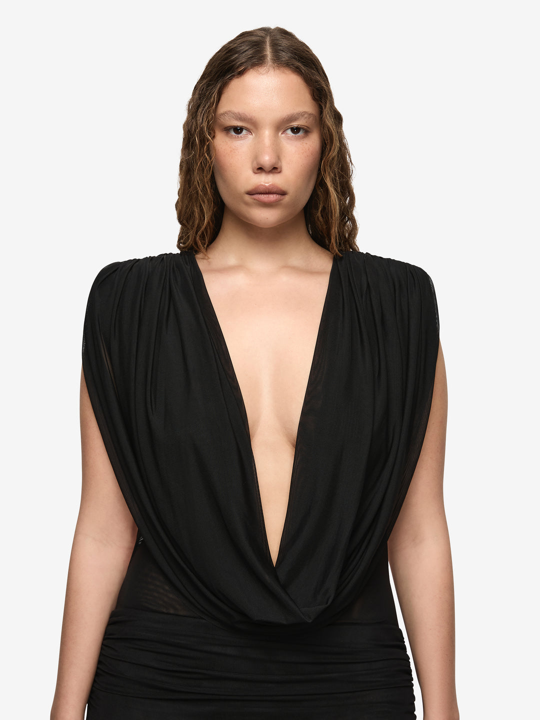 ARIANNA COWL NECK MAXI DRESS - BLACK