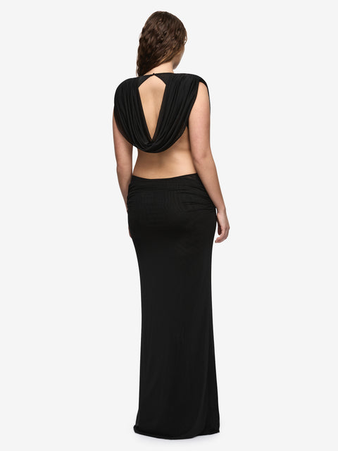 ARIANNA COWL NECK MAXI DRESS - BLACK
