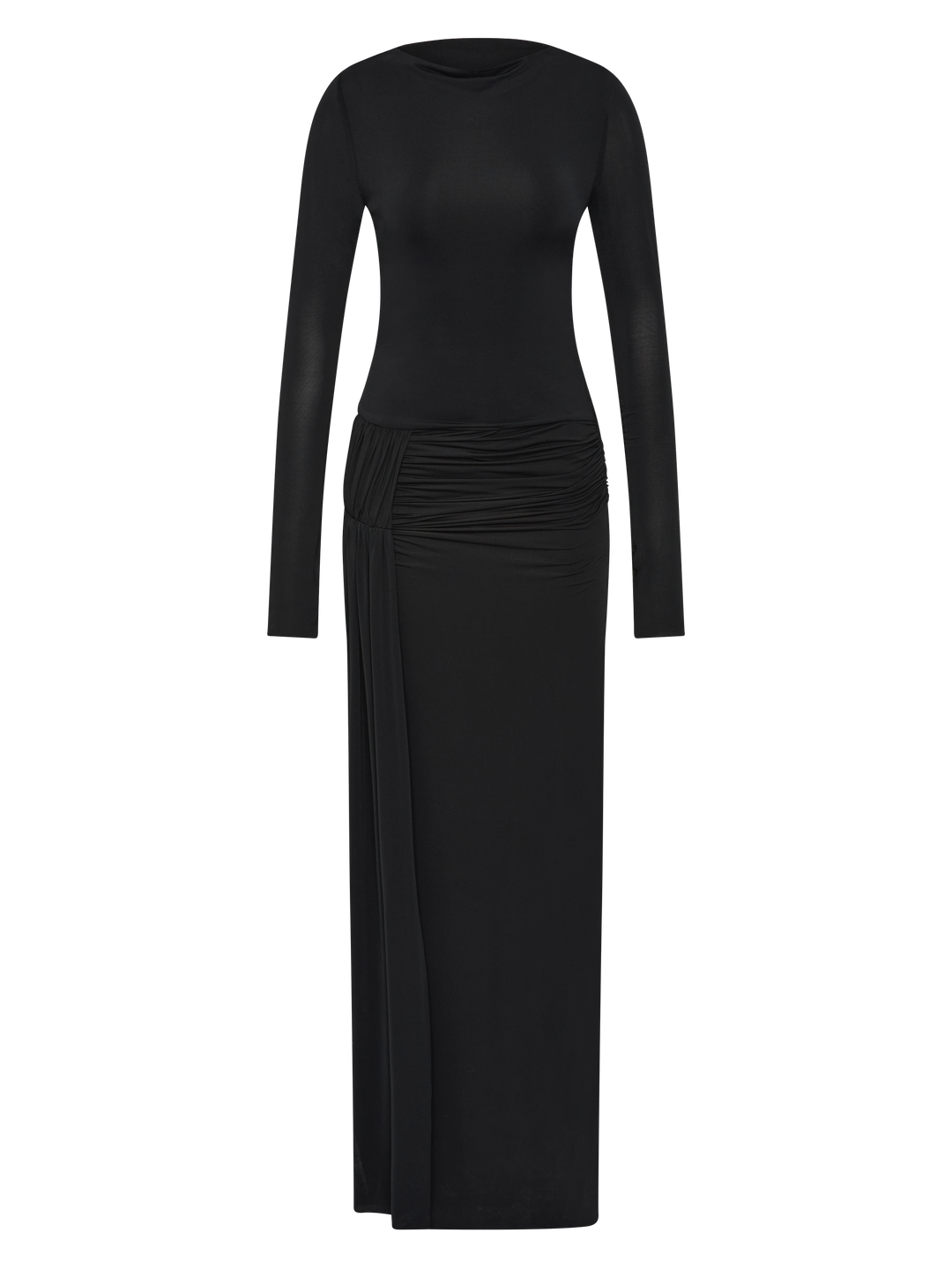 ANDREA LONG SLEEVE MAXI DRESS  - BLACK