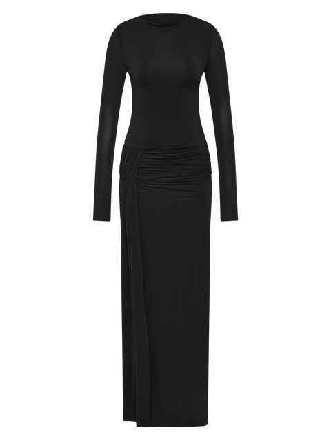 ANDREA LONG SLEEVE MAXI DRESS  - BLACK