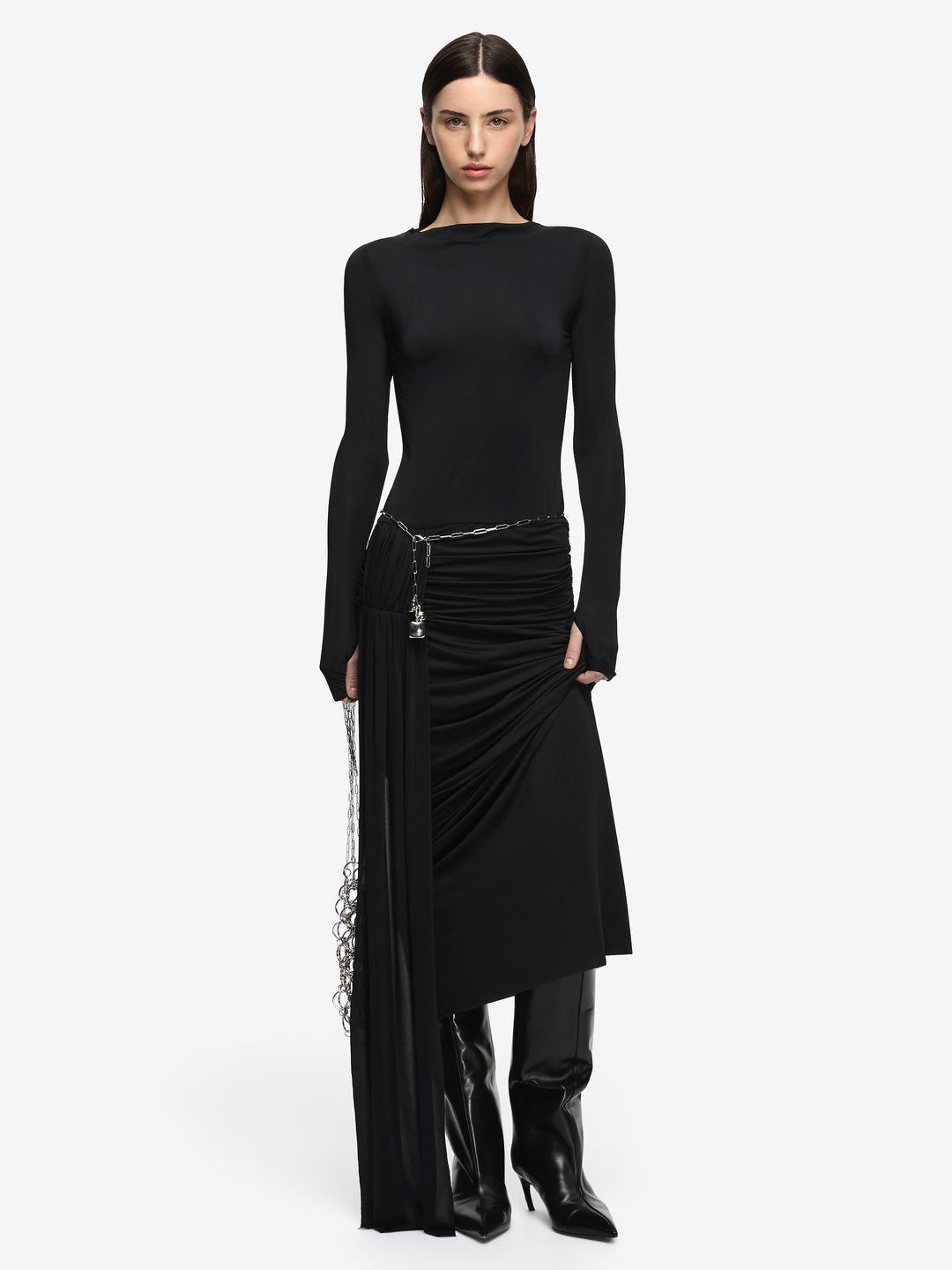 ANDREA LONG SLEEVE MAXI DRESS  - BLACK