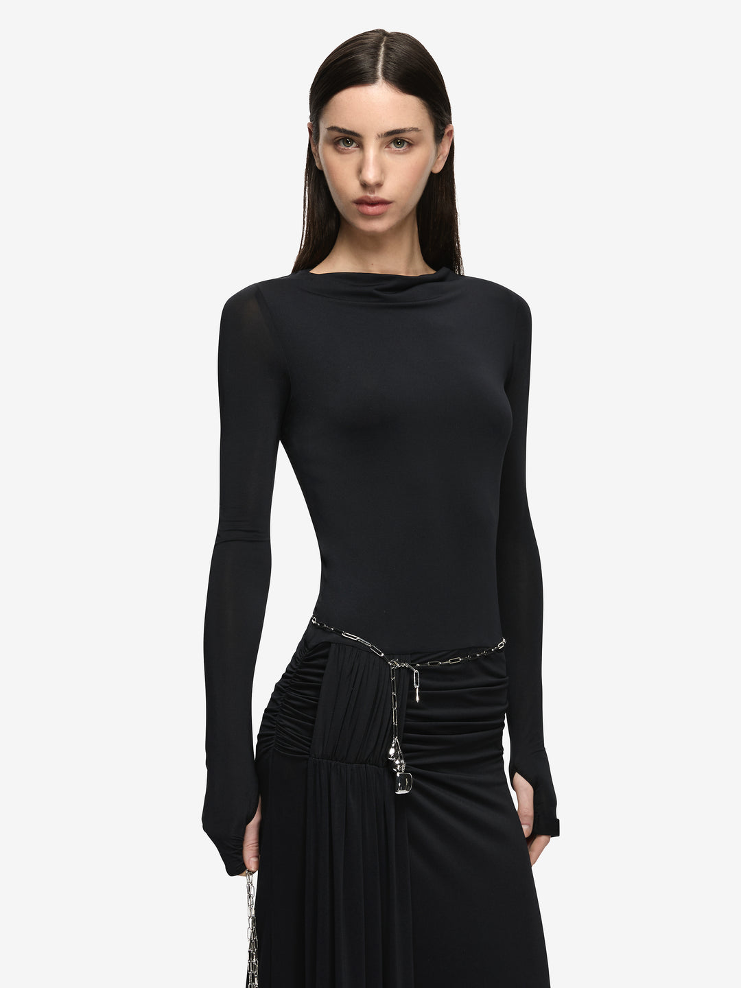 ANDREA LONG SLEEVE MAXI DRESS  - BLACK
