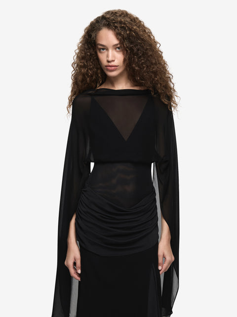 ADARA DRAPE MAXI DRESS - BLACK