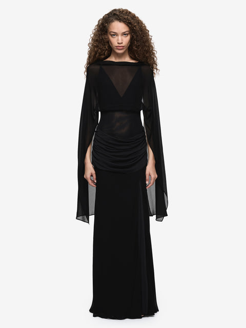 ADARA DRAPE MAXI DRESS - BLACK