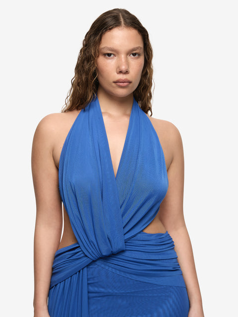 CHARLIZE HALTER MAXI DRESS - COBALT BLUE