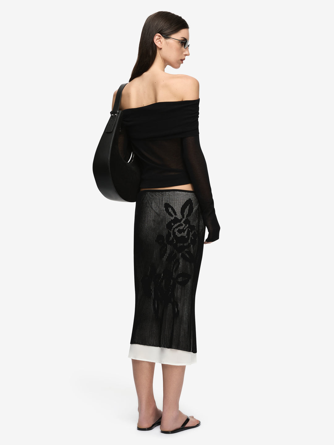 KORALI MIDI SKIRT - BLACK/IVORY