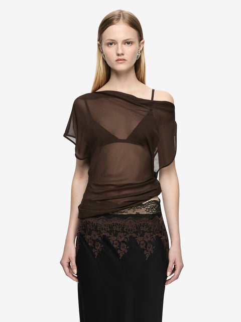 ORSINA DRAPE TOP - BITTER CHOC
