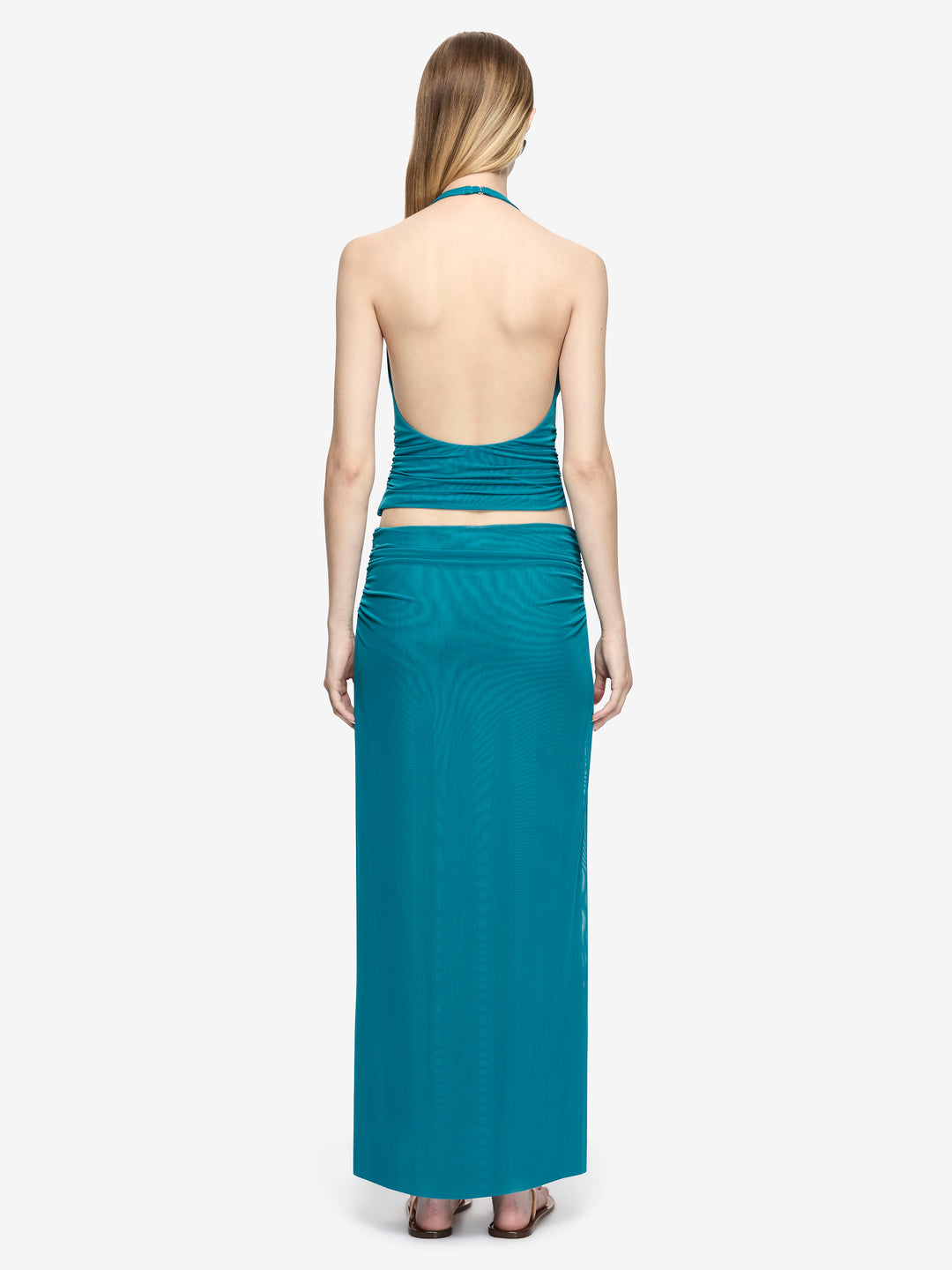 OLYSSIA KNOT HALTER TOP - JADE