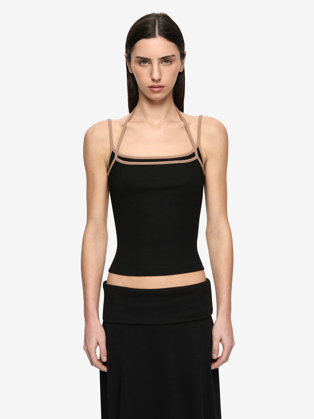 AZURI LAYERED TOP - BLACK/FAWN