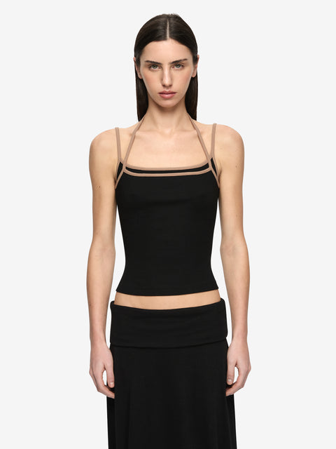 AZURI LAYERED TOP - BLACK/FAWN
