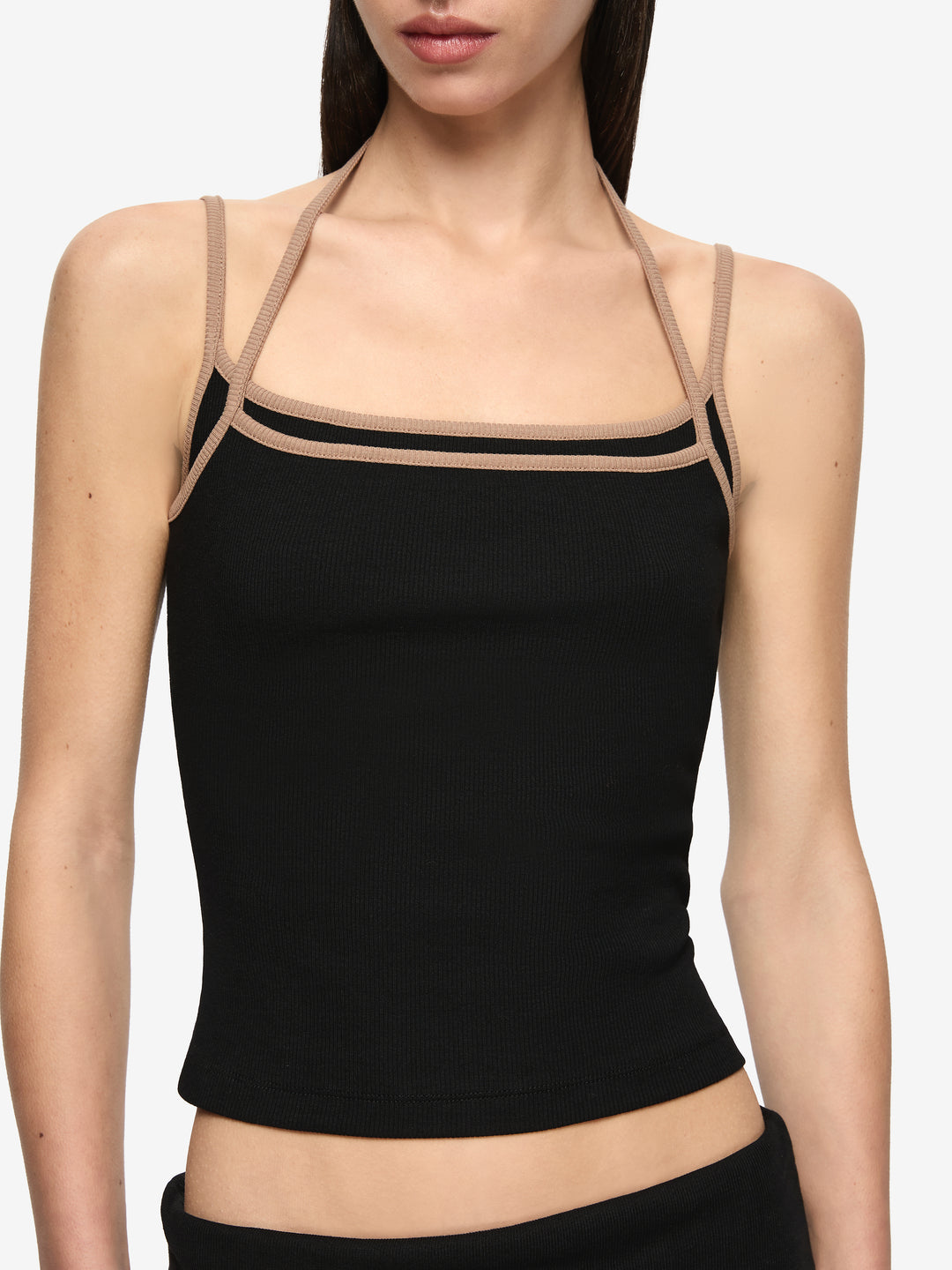 AZURI LAYERED TOP - BLACK/FAWN