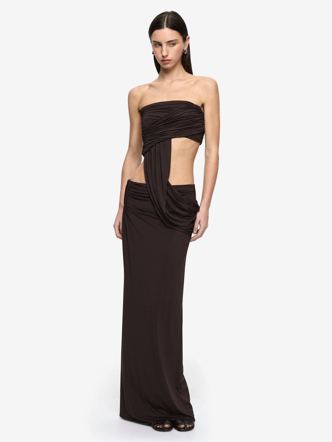 NIKO STRAPLESS TOP - DARK CHOCOLATE