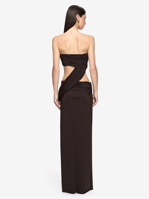 NIKO STRAPLESS TOP - DARK CHOCOLATE
