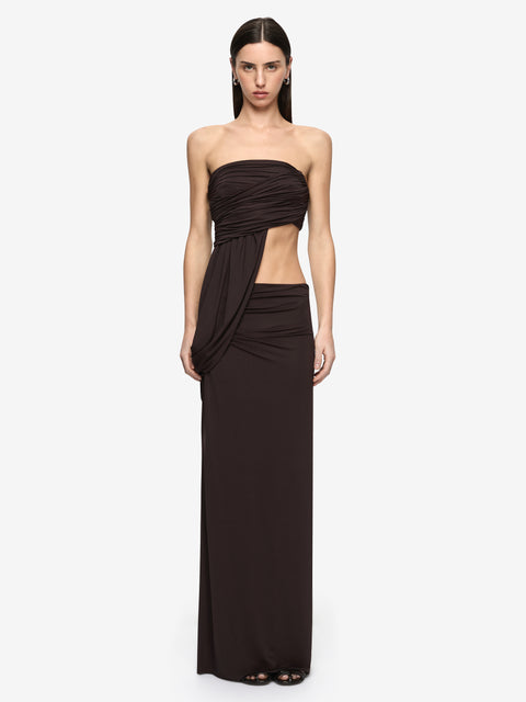 NIKO STRAPLESS TOP - DARK CHOCOLATE