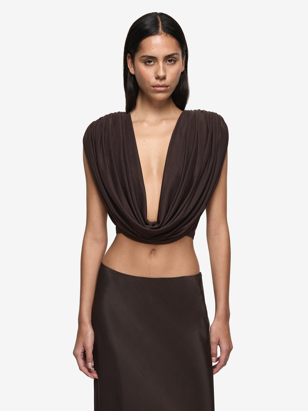 ARIANNA COWL TOP - DARK CHOCOLATE