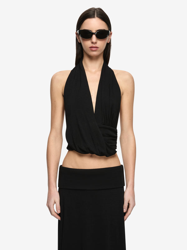XENNA HALTER TOP  - BLACK