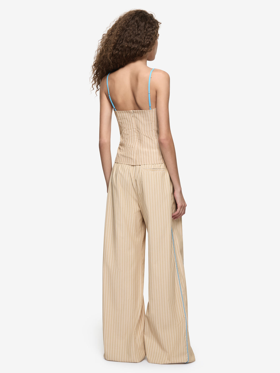 ZANDA TOP - TAN PINSTRIPE
