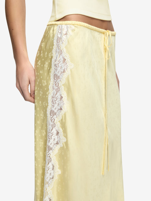 ZANA MIDI SKIRT - LEMON CREAM/IVORY