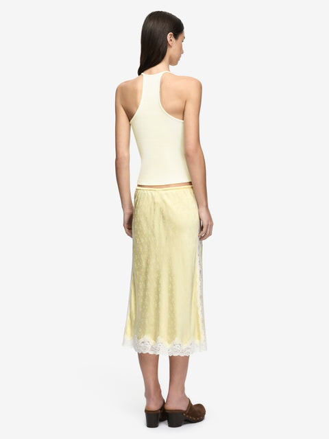 ZANA MIDI SKIRT - LEMON CREAM/IVORY