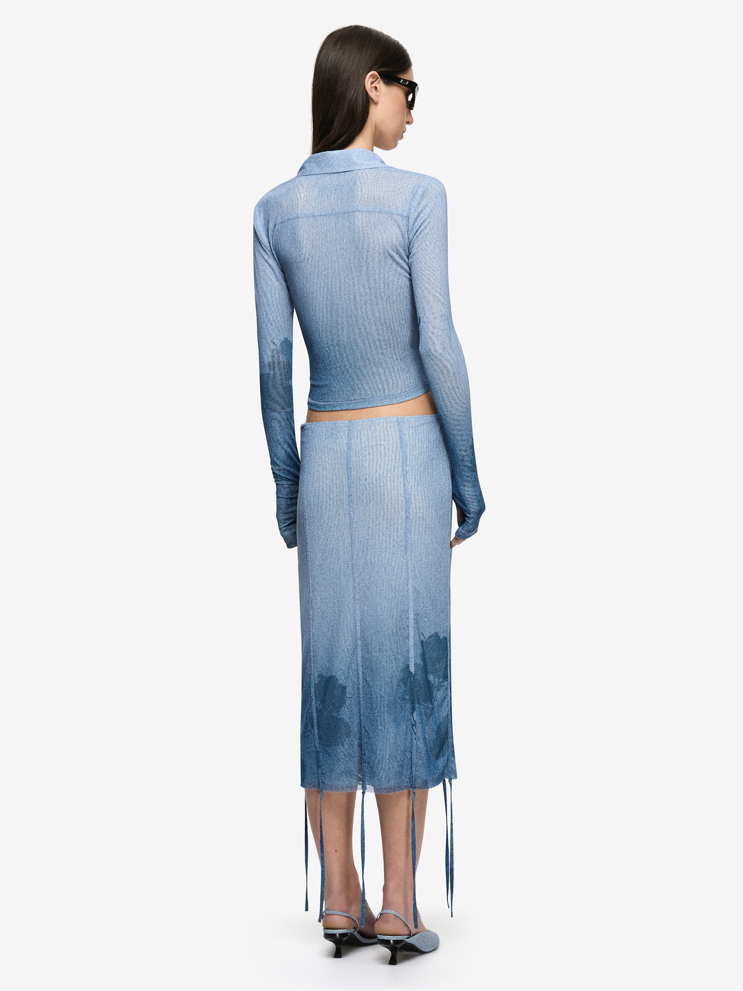 MUSA MIDI SKIRT - DENIM FLORAL