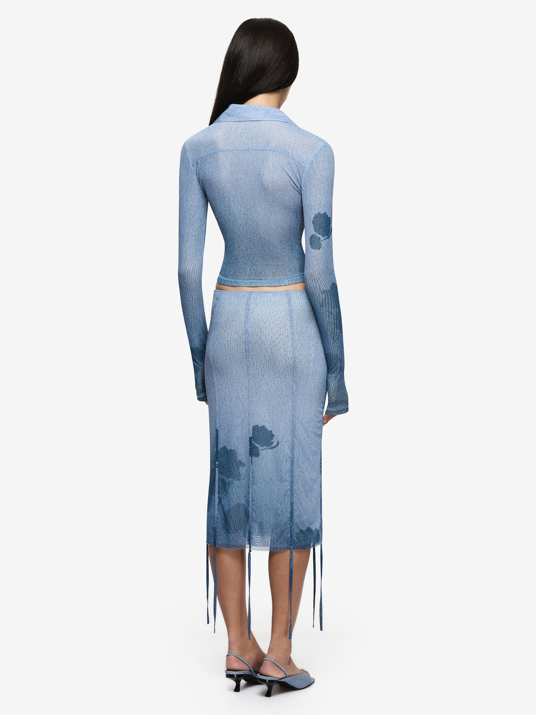 MUSA MIDI SKIRT - DENIM FLORAL