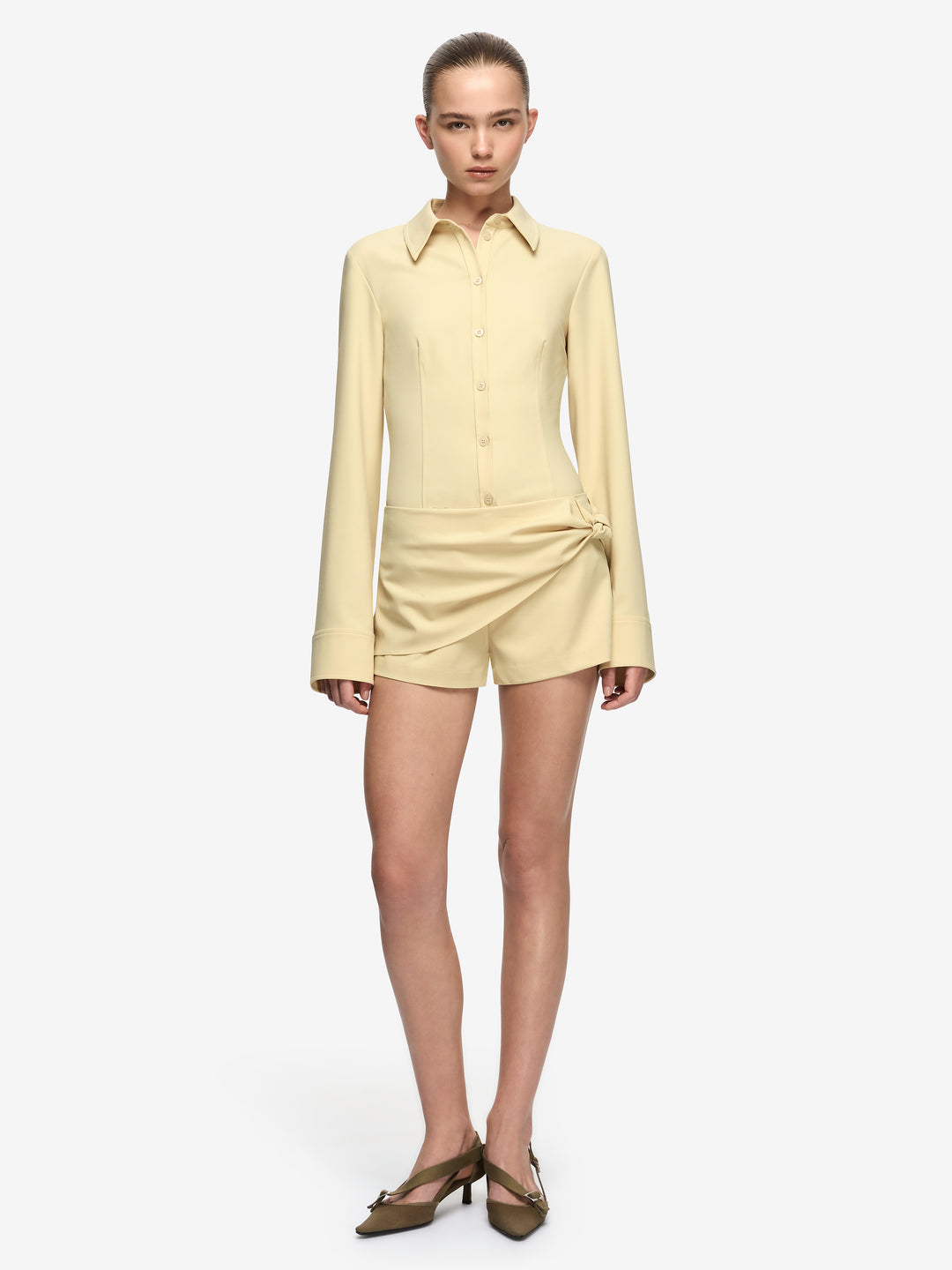 ELENORA LONG SLEEVE TOP - STRAW