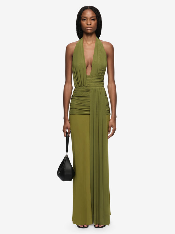 CASSIS DRAPE MAXI DRESS - FERN