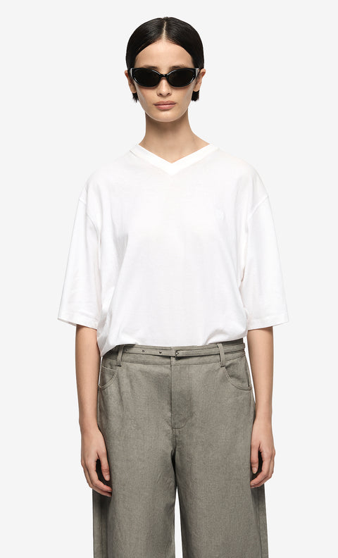 COLE V NECK TEE - IVORY