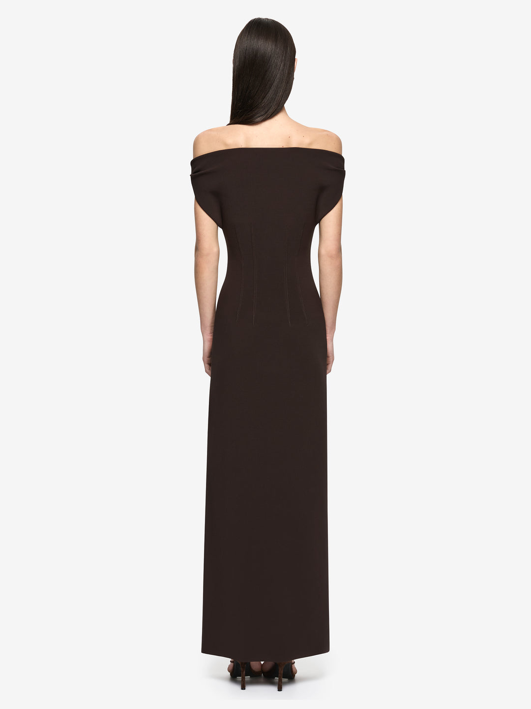 ETTA OFF SHOULDER MAXI DRESS - ESPRESSO