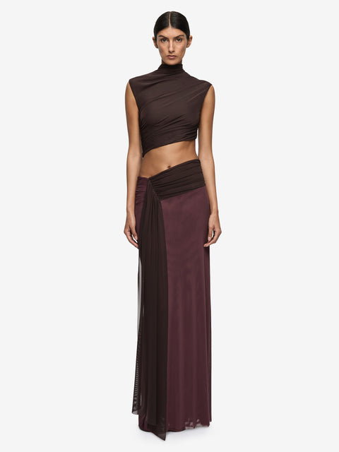 CONNI MAXI DRESS - AUBERGINE/DARK CHOC