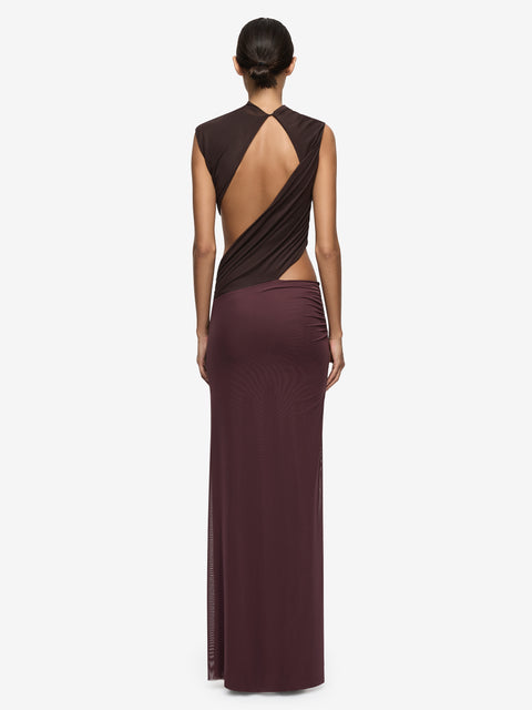 CONNI MAXI DRESS - AUBERGINE/DARK CHOC