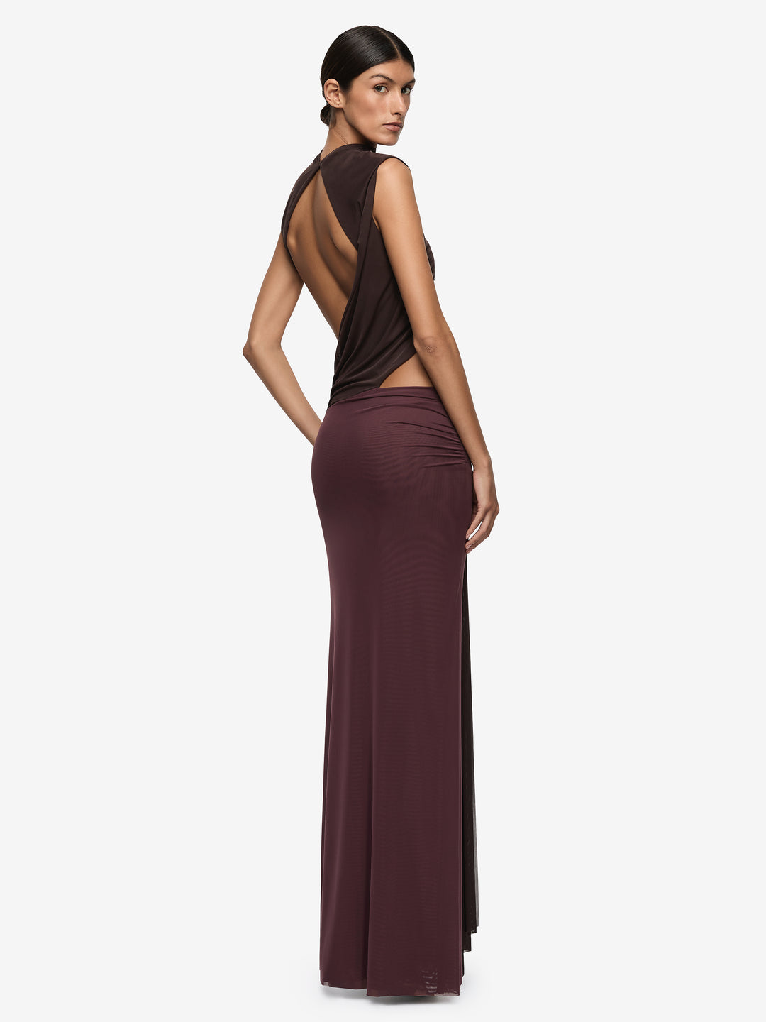 CONNI MAXI DRESS - AUBERGINE/DARK CHOC