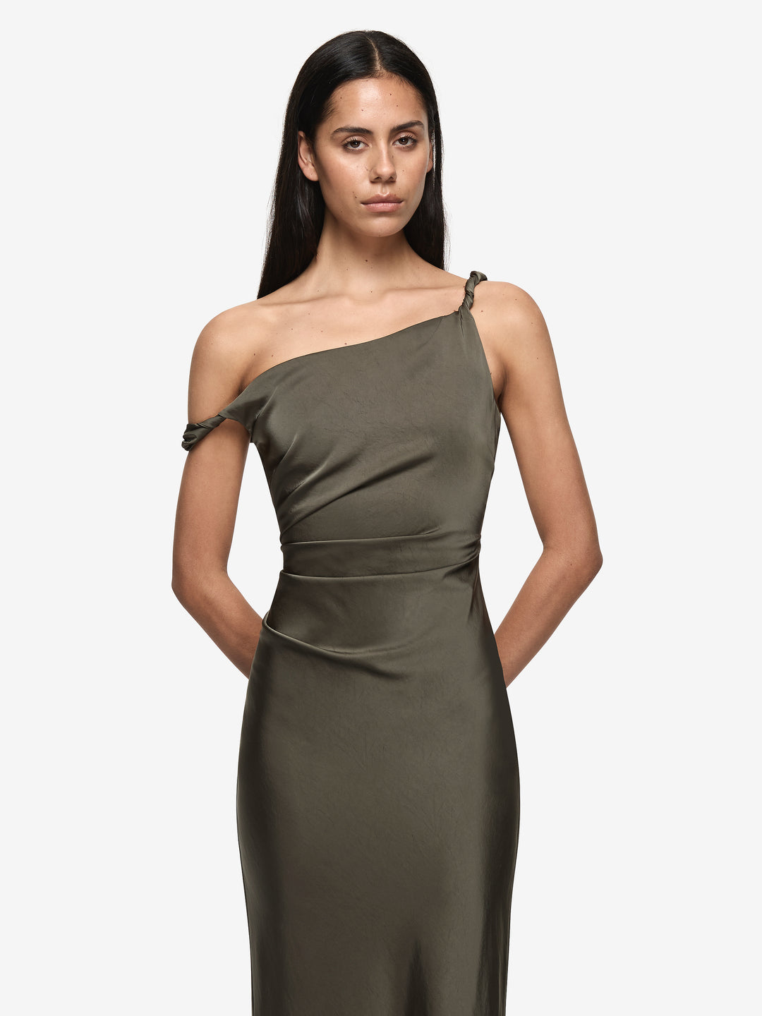 LUNETTA TWIST STRAP DRESS - DARK WILLOW