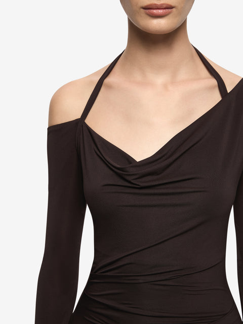 COURT LONG SLEEVE MAXI DRESS - DARK CHOCOLATE
