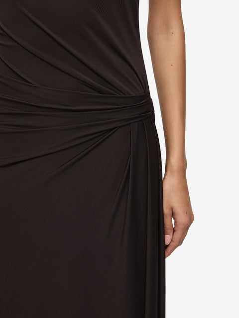 COURT HALTER MAXI DRESS - DARK CHOCOLATE