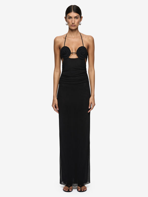DELILA SPIRAL MAXI DRESS - BLACK