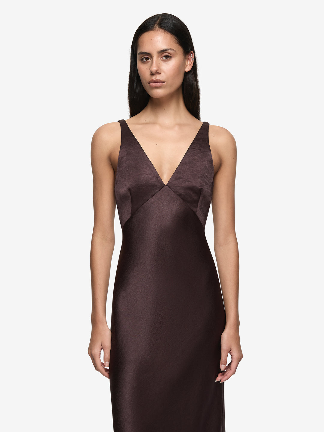 AUSTEN V NECK MAXI DRESS - DARK CHOCOLATE